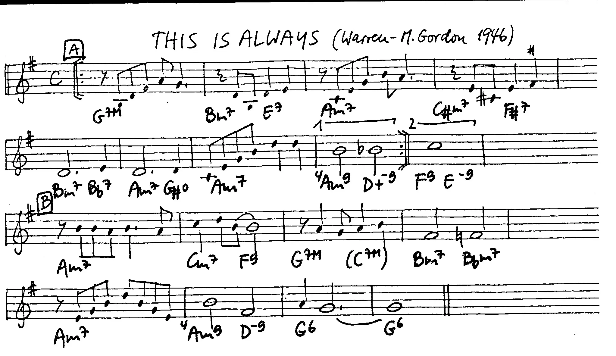 this is always free jazz leadsheet - Courtesy of the Jungle Jazz Band